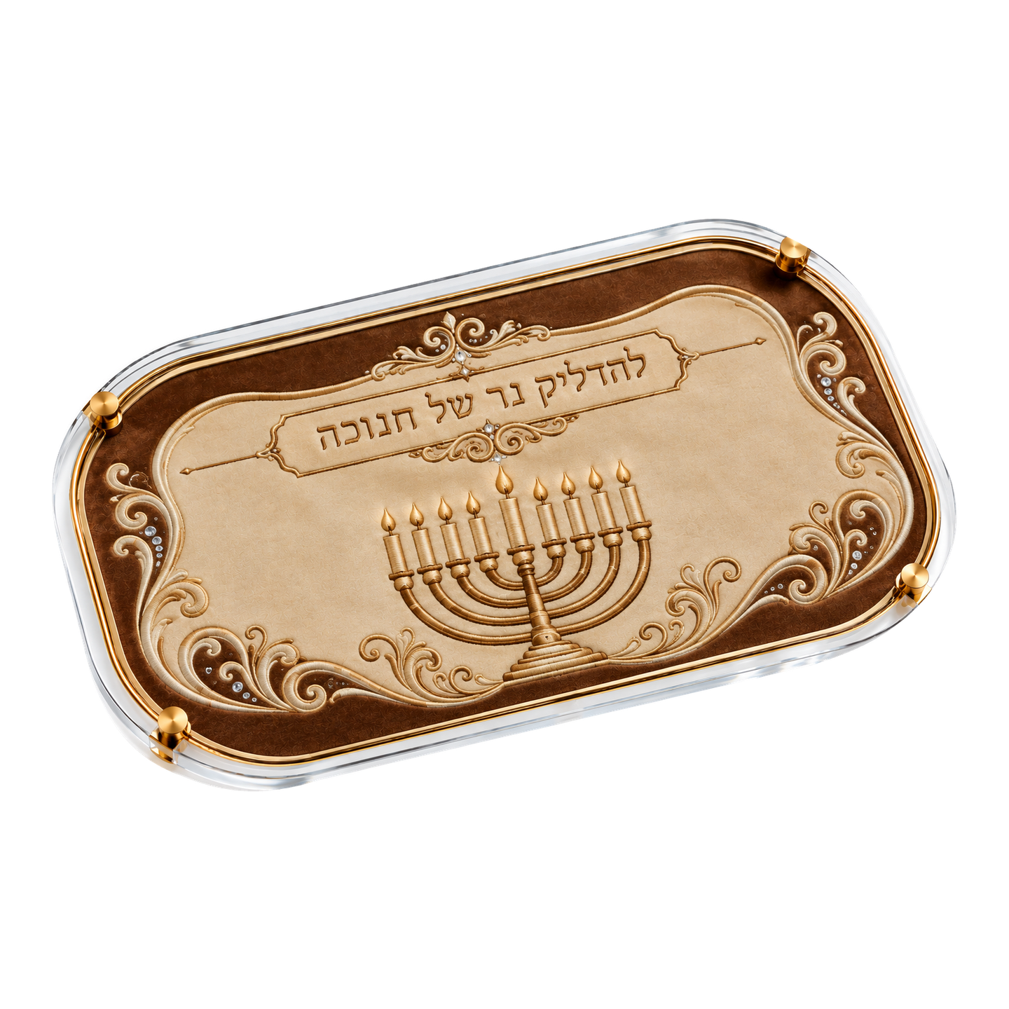 מגש זכוכית וקטיפה לנרות - 2
